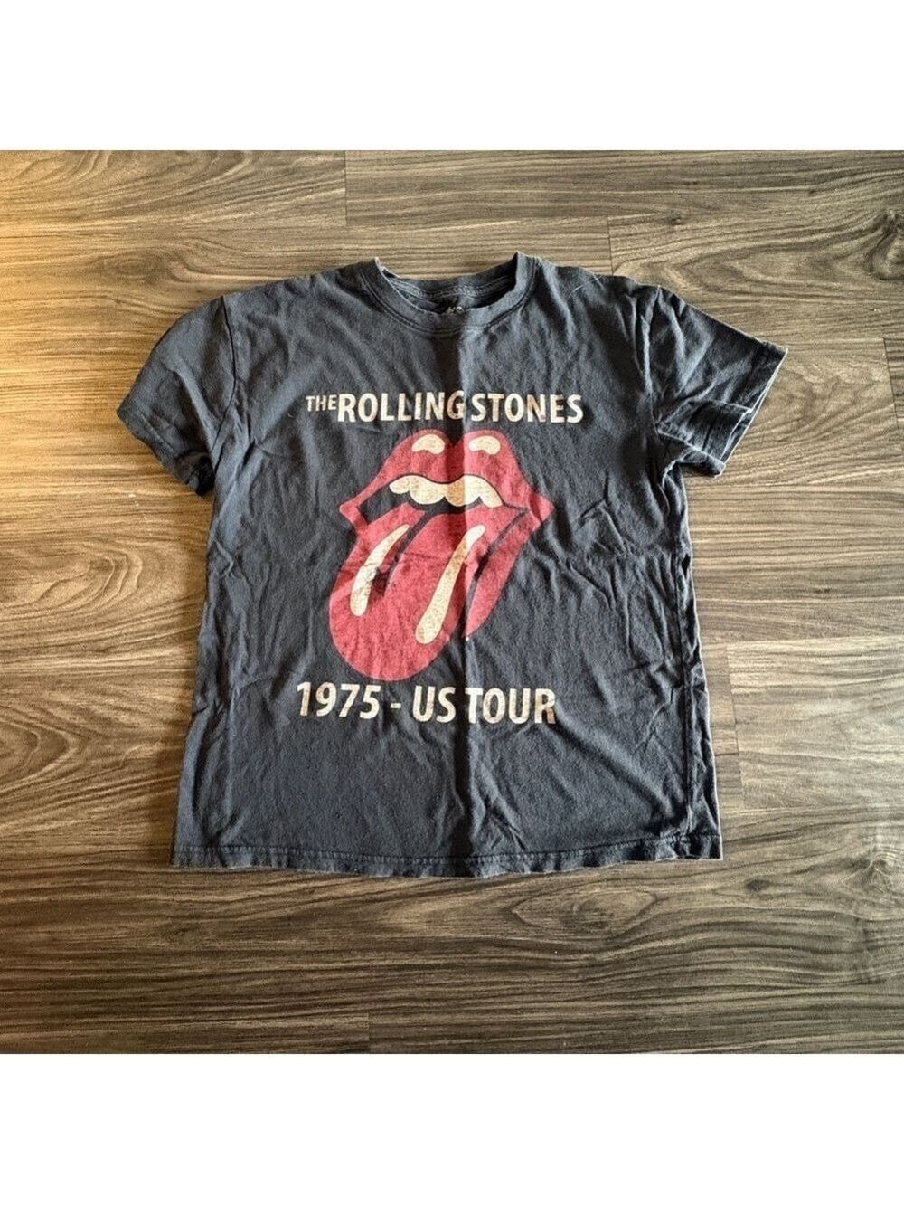 The Rolling Stones Womens Graphic Tee - Gray Distressed Medium 100% Cotton
